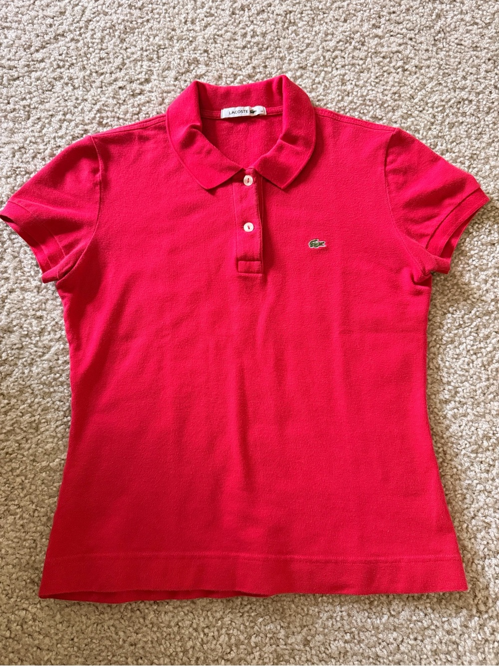 Lacoste Bright Pink Polo Top with Crocodile Tag